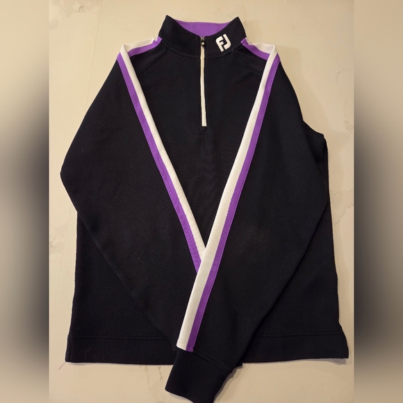 Footjoy Black and Purple 1/4 Zip Sweater - Picture 3 of 7